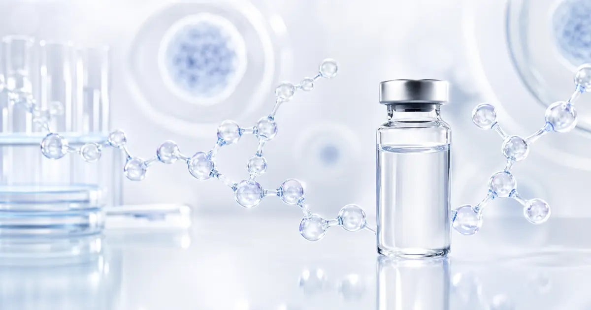 Thymosin Alpha-1 Forschungsüberblick mit Peptidstruktur und Laborvial